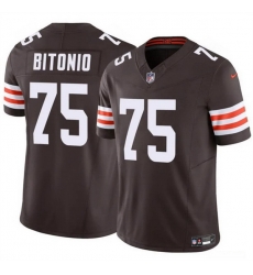 Men Cleveland Browns 75 Joel Bitonio Brown F U S E  Vapor Limited Stitched Football Jersey Men Cleveland Browns 75 Joel Bitonio Brown F U S E  Vapor Limited Stitched Football Jersey