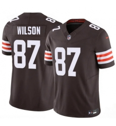 Men Cleveland Browns 87 Kole Wilson Brown 2026 Draft F U S E Vapor Limited Stitched Football Jersey Men Cleveland Browns 87 Kole Wilson Brown 2026 Draft F U S E Vapor Limited Stitched Football Jersey