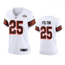 Women Cleveland Browns 25 Demetric Felton Nike 1946 Collection Alternate Game Limited NFL Jersey   White