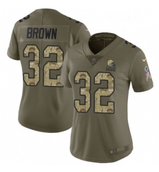 Womens Nike Cleveland Browns 32 Jim Brown Limited OliveCamo 2017 Salute to Service NFL Jersey