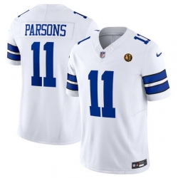 Men Dallas Cowboys 11 Micah Parsons White2023 F U S E  With John Madden Patch Vapor Limited Stitched Football Jersey