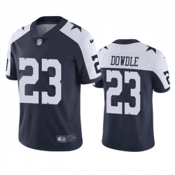 Men Dallas Cowboys 23 Rico Dowdle Navy White Thanksgiving Stitched Limited Football Jersey