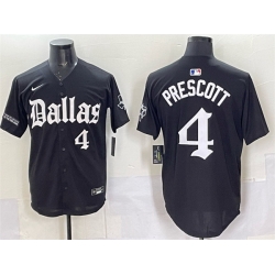 Men Dallas Cowboys 4 Dak Prescott Black  27Gothic Lone Star Edition 27 Limited Stitched Baseball Jersey