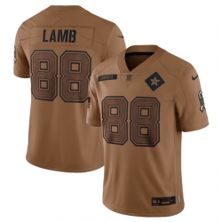 Men Dallas Cowboys 88 CeeDee Lamb 2023 Brown Salute To Service Limited Stitched Football Jersey