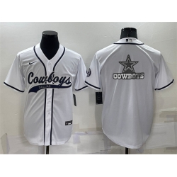 Men Dallas Cowboys White Team Big Logo With Patch Cool Base Stitched Baseball Jersey