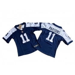 Women Dallas Cowboys 11 Micah Parsons Navy White 2023 F U S E  Limited Stitched Jersey 