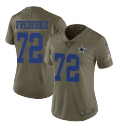 Womens Nike Cowboys #72 Travis Frederick Olive  Stitched NFL Limited 2017 Salute to Service Jersey