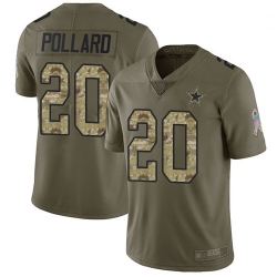 Youth Cowboys 20 Tony Pollard Olive Camo Stitched Football Limited 2017 Salute to Service Jersey