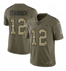 Youth Nike Dallas Cowboys 12 Roger Staubach Limited OliveCamo 2017 Salute to Service NFL Jersey