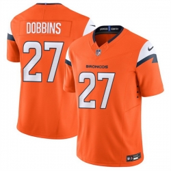 Men Denver Broncos 27 J K  Dobbins Orange 2025 F U S E  Vapor Limited Stitched Football Jersey