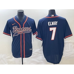 Men Denver Broncos 7 John Elway Navy Cool Base Stitched Baseball Jersey