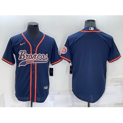 Men Denver Broncos Blank Navy Cool Base Stitched Baseball Jersey