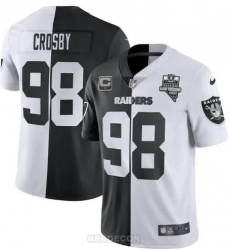 Men Raiders 98 Maxx Crosby Black White Split Stitched Football Vapor Untouchable Limited Jersey Men Raiders 98 Maxx Crosby Black White Split Stitched Football Vapor Untouchable Limited Jersey