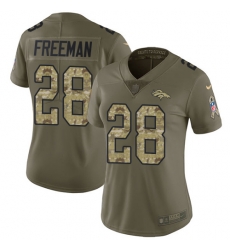 Nike Broncos #28 Royce Freeman Olive Camo Women Stitched NFL Limited 2017 Salute to Service Jersey