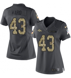 Nike Broncos #43 T J Ward Black Womens Stitched NFL Limited 2016 Salute to Service Jersey