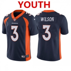 Youth Denver Broncos 3 Russell Wilson Navy Vapor Untouchable Limited Stitched Jersey