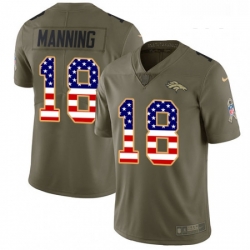 Youth Nike Denver Broncos 18 Peyton Manning Limited OliveUSA Flag 2017 Salute to Service NFL Jersey