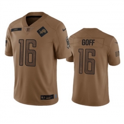 Men Detroit Lions 16 Jared Goff 2023 Brown Salute To Service Limited Stitched Jersey