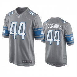 Men Detroit Lions 44 Malcolm Rodriguez Grey Stitched Game Jersey