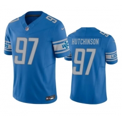 Men Detroit Lions 97 Aidan Hutchinson Blue 2023 F U S E  Vapor Untouchable Limited Stitched Jersey