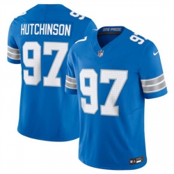 Men Detroit Lions 97 Aidan Hutchinson Blue 2024 F U S E  Vapor Limited Stitched Jersey