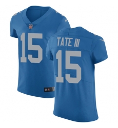 Nike Lions #15 Golden Tate III Blue Throwback Mens Stitched NFL Vapor Untouchable Elite Jersey