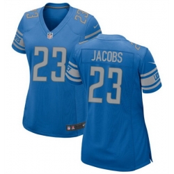 Women Detroit Lions 23 Jerry Jacobs Blue Stitched Jersey 28Run Smaller 29