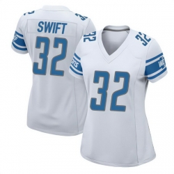 Women Detroit Lions D'Andre Swift #32 White Vapor Limited Stitched NFL Jersey