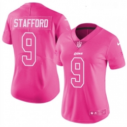 Womens Nike Detroit Lions 9 Matthew Stafford Limited Pink Rush Fashion NFL Jersey