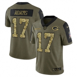 Men Green Bay Packers 17 Davante Adams 2021 Salute To Service Olive Camo Limited Stitched Jersey