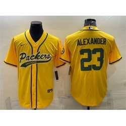 Men Green Bay Packers 23 Jaire Alexander Gold With Patch Cool Base Stitched Baseball Jersey