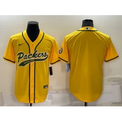 Men Green Bay Packers Blank Yellow Cool Base Stitched Baseball Jersey