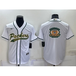 Men Green Bay Packers White Team Big Logo With Patch Cool Base Stitched Baseb