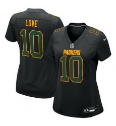 Women Green Bay Packers 10 Jordan Love Black Fashion Stitched Game Jersey Women Green Bay Packers 10 Jordan Love Black Fashion Stitched Game Jersey
