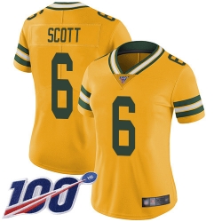 Women Packers 6 JK Scott Gold Stitched Football Limited Inverted Legend 100th Season Jersey