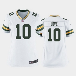 women jordan love green bay packers white game jersey 