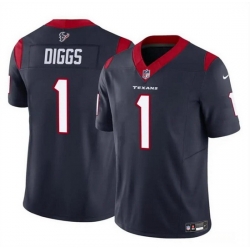 Men Houston Texans 1 Stefon Diggs Navy 2024 F U S E Vapor Untouchable Stitched Football Jersey