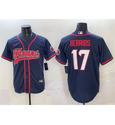 Men Houston Texans 17 Braxton Berrios Navy With Patch Cool Base Stitched Baseball Jersey 1 Men Houston Texans 17 Braxton Berrios Navy With Patch Cool Base Stitched Baseball Jersey 1