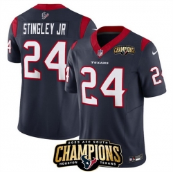 Men Houston Texans 24 Derek Stingley Jr  Navy 2023 F U S E  AFC South Champions Patch Vapor Untouchable Limited Stitched Football Jersey