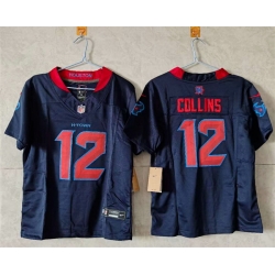Women Houston Texans 12 Nico Collins White 2024 F U S E Vapor Stitched Jersey  