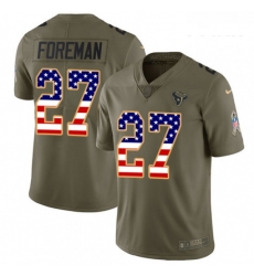 Youth Nike Houston Texans 27 DOnta Foreman Limited OliveUSA Flag 2017 Salute to Service NFL Jersey