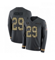 Men Nike Indianapolis Colts 29 Malik Hooker Limited Black Salute to Service Therma Long Sleeve NFL Jersey