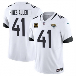 Men Jacksonville Jaguars 41 Josh Hines Allen White 2025 F U S E  With 4 Star C Patch Vapor Limited Stitched Football Jersey