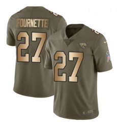 Men Nike Jacksonville Jaguars 27 Leonard Fournette Limited OliveGold 2017 Salute to Service NFL Jersey