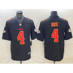 Men Kansas City Chiefs 4 Rashee Rice Black Vapor Untouchable Limited Stitched Football Jersey