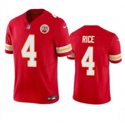 Men Kansas City Chiefs 4 Rashee Rice Red 2024 F U S E  Vapor Untouchable Limited Football Stitched Jersey