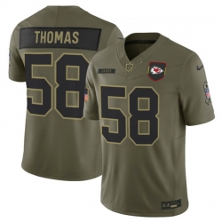 Men Kansas City Chiefs 58 Derrick Thomas Olive 2025 F U S E  Salute to Service Limited Stitched Football Jersey