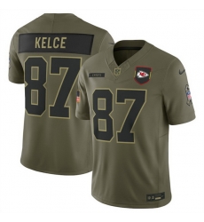 Men Kansas City Chiefs 87 Travis Kelce Olive 2025 Salute to Service Limited Stitched Football Jersey Men Kansas City Chiefs 87 Travis Kelce Olive 2025 Salute to Service Limited Stitched Football Jersey