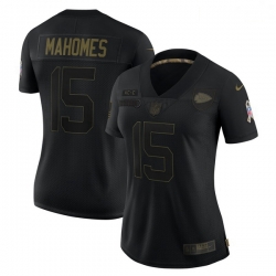 Women Kansas City Chiefs 15 Patrick Mahomes Black Camo 2020 Salute To Service Limited Jersey