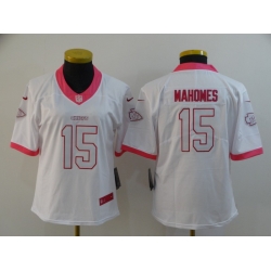 Women Nike Chiefs 15 Patrick Mahomes White Pink Women Vapor Untouchable Limited Jersey